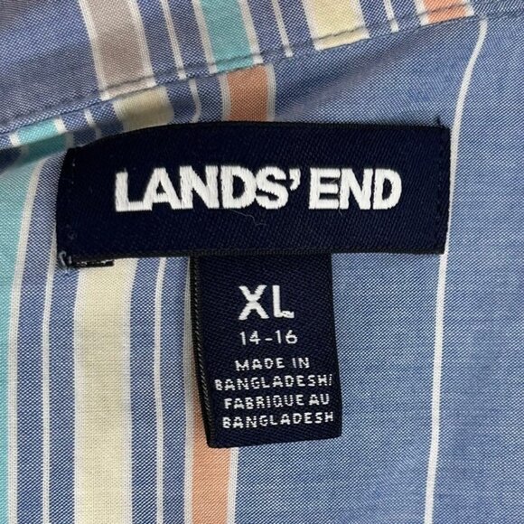 Lands' End Boys Blue Striped Button-Down Shirt Size XL (14-16) - Picture 5 of 9